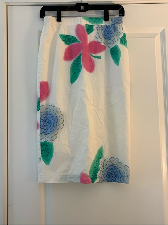 Dresses & Skirts - White Floral with Pink & Blue Blooms Pencil Midi Skirt